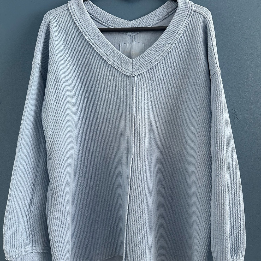 Aerie Soft Blue V-Neck Sweater